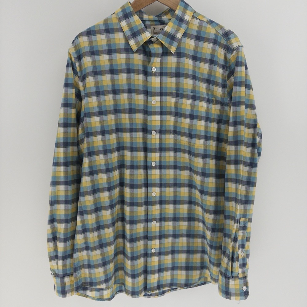 LL Bean Mens Shirt - Size M Tall Blue Plaid - Button Down - Long Sleeve